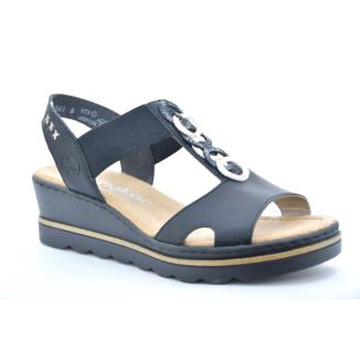 Rieker Sandalo da donna 67498, Nero, 36 EU